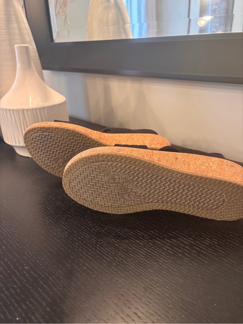 Sketchers - Women's Black Cork Wedge Sandals - Size 9 - Picture 3 of 3